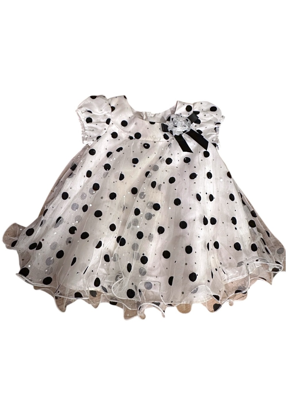Iris & Ivy Baby Girl Black White Polka Dot Tulle Party Dress 6/9M Princess Dress